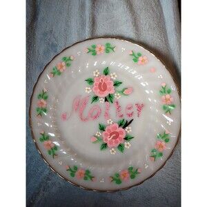 10" Hand Painted Anchor Hocking Suburbia Plate Mother's Day Vintage